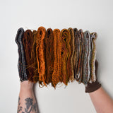 Orange + Brown Plaid + Nature Print Brushed Flannel + Woven Fabric Bundle