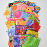 Bright Multicolor Playful Print Cut Flannel Fabric Bundle - 5" x 9" Pieces