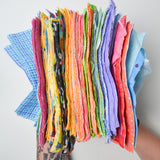 Bright Multicolor Playful Print Cut Flannel Fabric Bundle - 9" x 9" Pieces