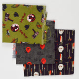 Black, Red + Gray Horror Movie Print Quilting Weight Woven Fabric Bundle