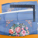 Blue + White Floral Print Quilting Weight Woven Panel + Coordinating Fabric