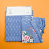 Blue + White Floral Print Quilting Weight Woven Panel + Coordinating Fabric