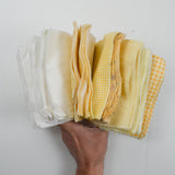 White + Yellow Cut Flannel Fabric Squares Bundle