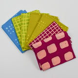 Blue, Green + Deep Magenta Batik Quilting Weight Woven Fabric Bundle