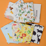 White + Colorful Assorted Illustration Print Quilting Weight Woven Fabric Bundle