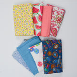 Blue, Red, Yellow + White Quilting Weight Woven Fabric Bundle