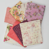 Pink + White Ornate Floral Print Quilting Weight Woven Fabric Bundle