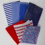 Red, White + Blue Stripe Quilting Weight Woven Fabric Bundle