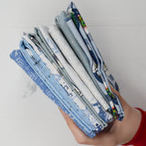 Blue + White Winter Print Quilting Weight Woven Fabric Bundle