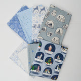 Blue + White Winter Print Quilting Weight Woven Fabric Bundle
