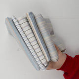 White, Blue + Brown Stripe Woven Fabric Bundle