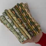 Green + Brown Nature Print Quilting Weight Woven Fabric Bundle