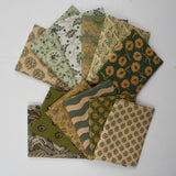 Green + Brown Nature Print Quilting Weight Woven Fabric Bundle
