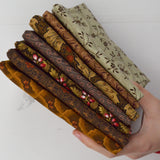 Brown Leaf Print Quilting Weight Woven Fabric Bundle