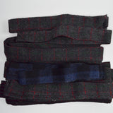 Dark Plaid Felted Wool Strips + Fabric Remnants