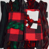 Dark Plaid Felted Wool Strips + Fabric Remnants