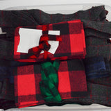 Dark Plaid Felted Wool Strips + Fabric Remnants