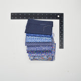 Blue Floral + Geometric Print Quilting Weight Woven Fabric Bundle