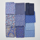 Blue Floral + Geometric Print Quilting Weight Woven Fabric Bundle