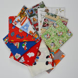 Red, Blue, White + Green Quilting Weight Woven Fabric Bundle
