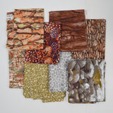 Brown + Gray Natural Texture Print Quilting Weight Woven Fabric Bundle