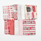 Red + White Ephemera Print Quilting Weight Woven Fabric Bundle