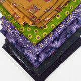 Purple, Black + Green Quilting Weight Woven Fabric Bundle