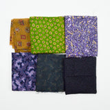 Purple, Black + Green Quilting Weight Woven Fabric Bundle