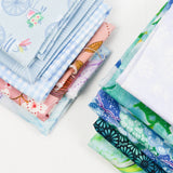 Light Blue + Green Quilting Weight Woven Fabric Bundle