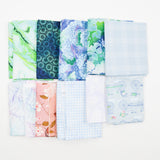 Light Blue + Green Quilting Weight Woven Fabric Bundle