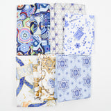 Blue + White Judaica Quilting Weight Woven Fabric Bundle