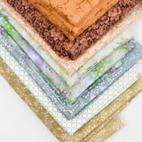 Light Brown + Blue Quilting Weight Woven Fabric Bundle