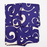 Blue + Off-White Geometric Stained Woven Fabric Panel Bundle