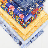 Blue + Yellow Quilting Weight Woven Fabric Bundle