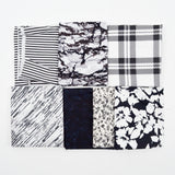 Black, White + Dark Blue Woven Fabric Bundle
