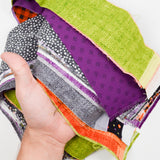 Purple, Black, Orange + Green 2.5" Width Fabric Strip Bundle