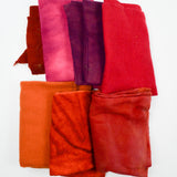 Pink, Purple + Red Hand Dyed Wool Woven Fabric for Rug Hooking
