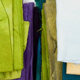 Green, Blue + Purple Hand Dyed Wool Woven Fabric for Rug Hooking