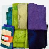 Green, Blue + Purple Hand Dyed Wool Woven Fabric for Rug Hooking
