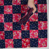 Red + Blue Cut Squares + Partially Pieced Woven Fabric Bundle
