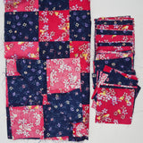 Red + Blue Cut Squares + Partially Pieced Woven Fabric Bundle