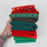Red + Green Quilting Weight Woven Fabric Bundle