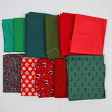 Red + Green Quilting Weight Woven Fabric Bundle