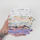 Pastel Pink, White + Blue Quilting Weight Woven Fabric Bundle