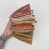 Tan + Burnt Orange Quilting Weight Woven Fabric Bundle