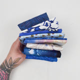 Blue, Purple + White Quilting Weight Woven Fabric Bundle