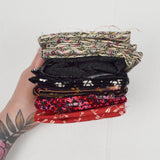 Black, Red + White Floral Quilting Weight Woven Fabric Bundle