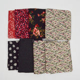 Black, Red + White Floral Quilting Weight Woven Fabric Bundle