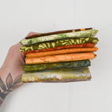 Brown, Orange + Green Quilting Weight Woven Fabric Bundle