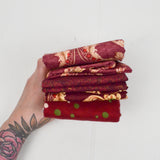 Maroon + Beige Flannel + Quilting Weight Woven Fabric Bundle